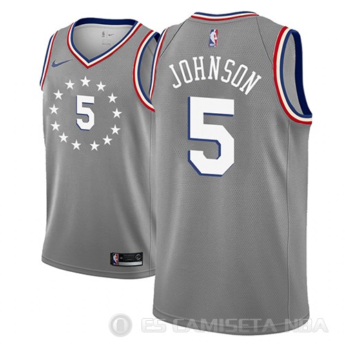 Camiseta Amir Johnson #5 Philadelphia 76ers Ciudad 2018-19 Gris - Haga un click en la imagen para cerrar